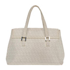 FENDI Zucchino Canvas Mamma Bucket Hand Bag White Silver89238