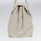 FENDI Zucchino Canvas Mamma Bucket Hand Bag White Silver89238