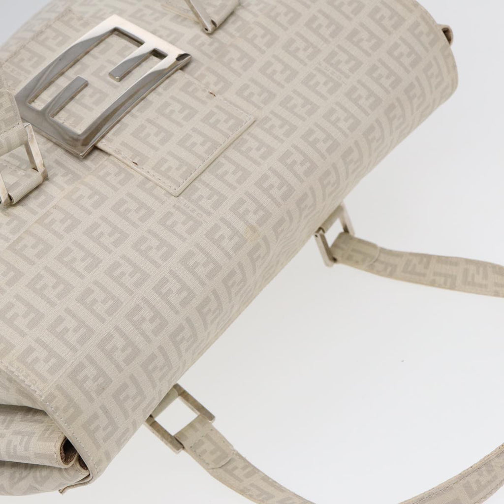 FENDI Zucchino Canvas Mamma Bucket Hand Bag White Silver89238