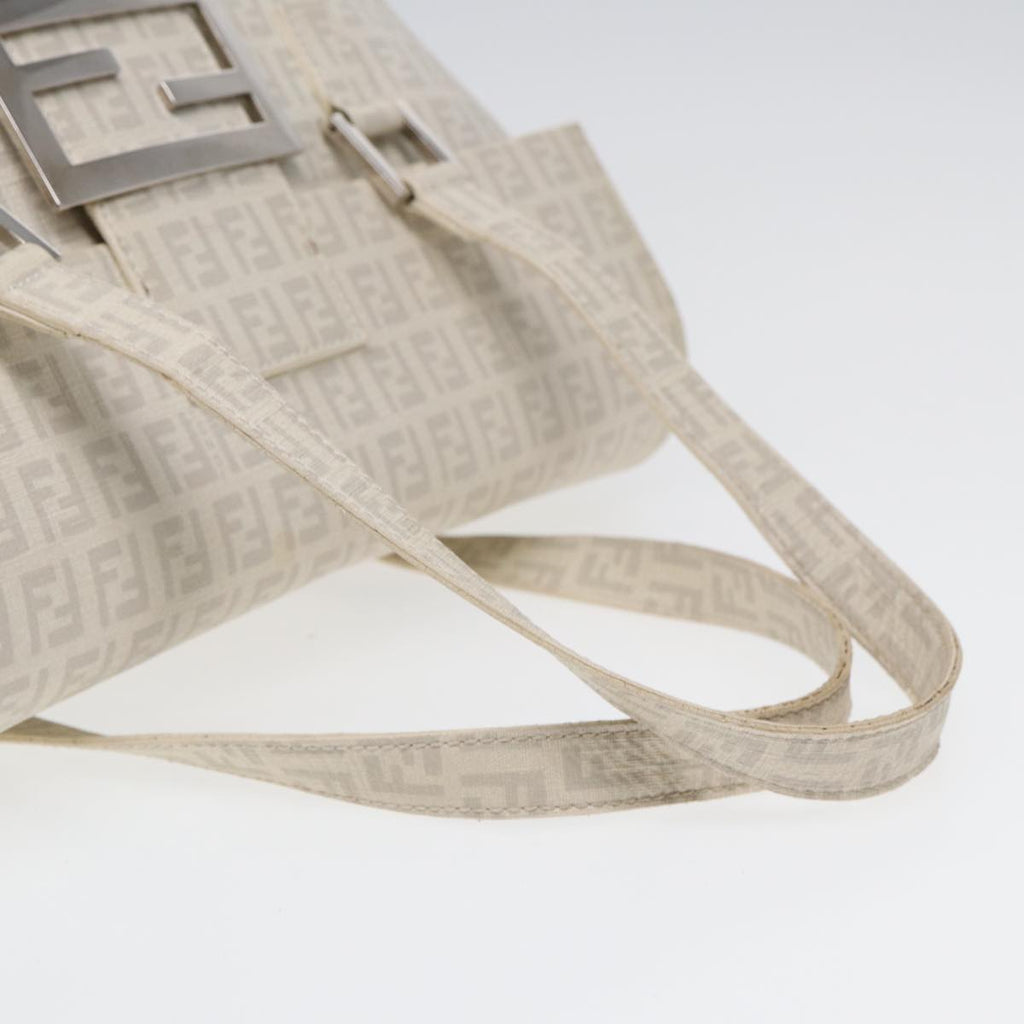 FENDI Zucchino Canvas Mamma Bucket Hand Bag White Silver89238