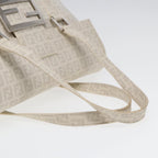 FENDI Zucchino Canvas Mamma Bucket Hand Bag White Silver89238