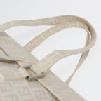 FENDI Zucchino Canvas Mamma Bucket Hand Bag White Silver89238
