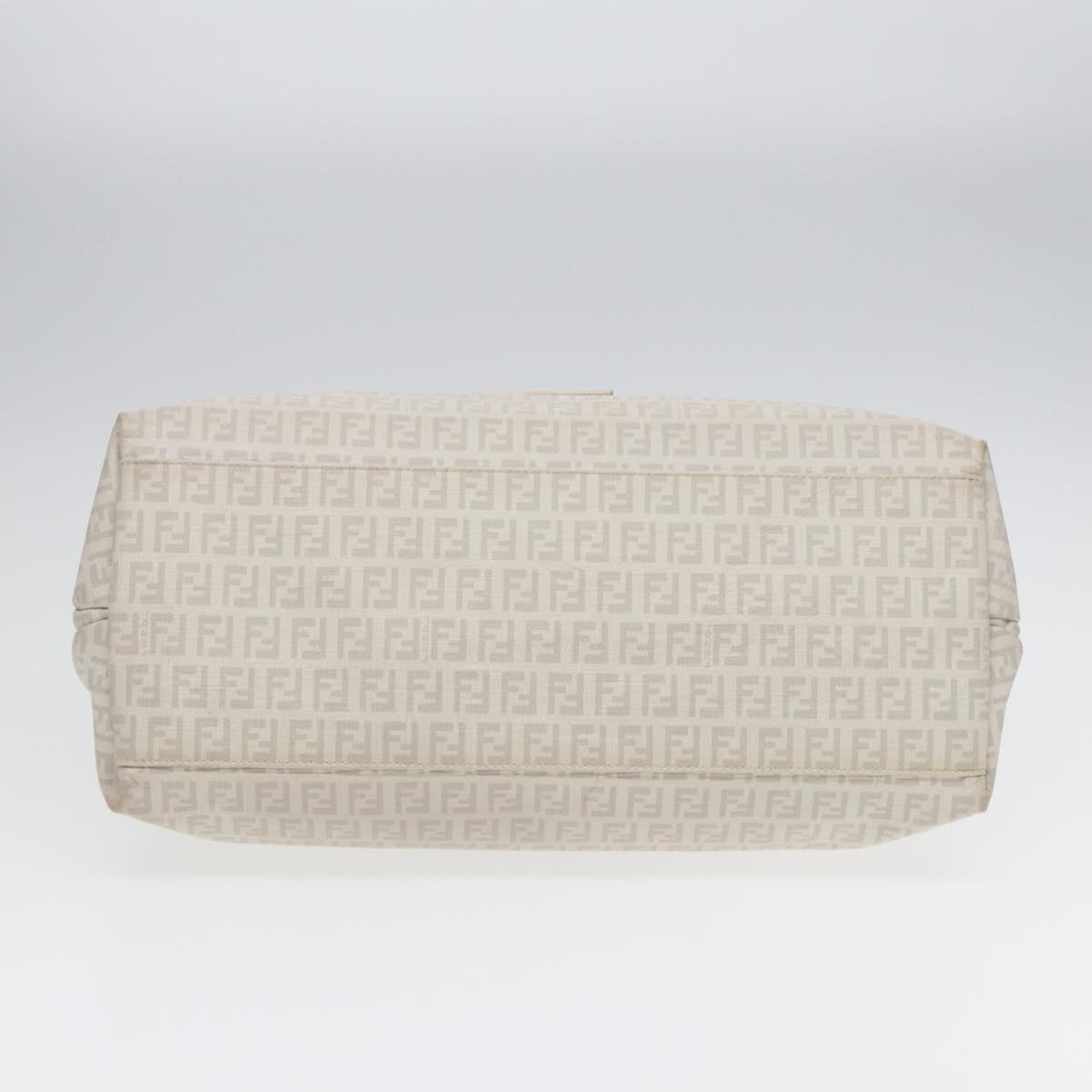 FENDI Zucchino Canvas Mamma Bucket Hand Bag White Silver89238