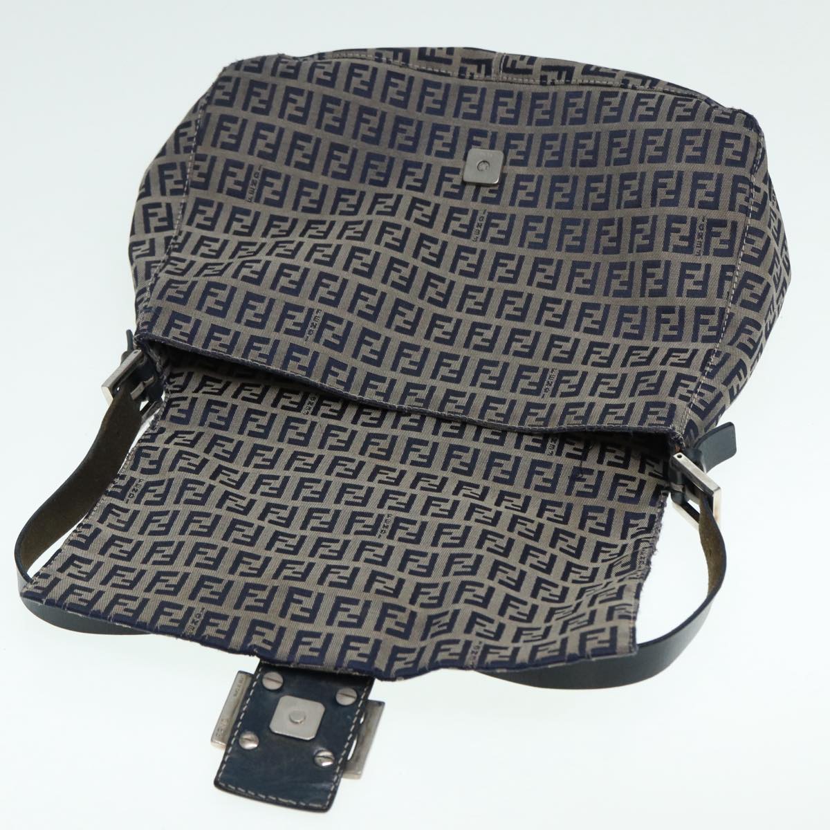 FENDI Zucchino Canvas Mamma bucket Hand Bag Navy89278