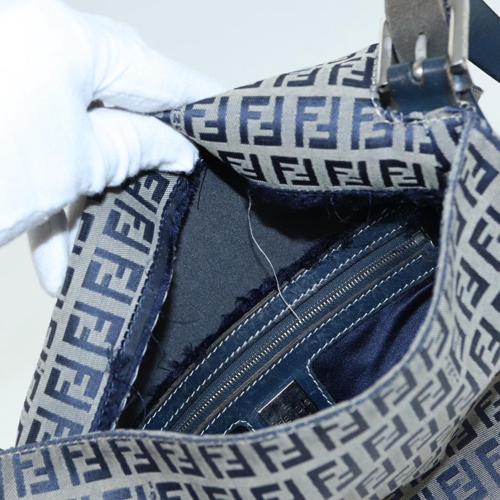 FENDI Zucchino Canvas Mamma bucket Hand Bag Navy89278