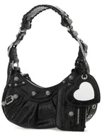Balenciaga Le Cagole Crocodile Embossed Shoulder Bag Black