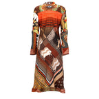 Chloe Floral Printed Maxi Long Sleeve Shirt in Multicolor Silk