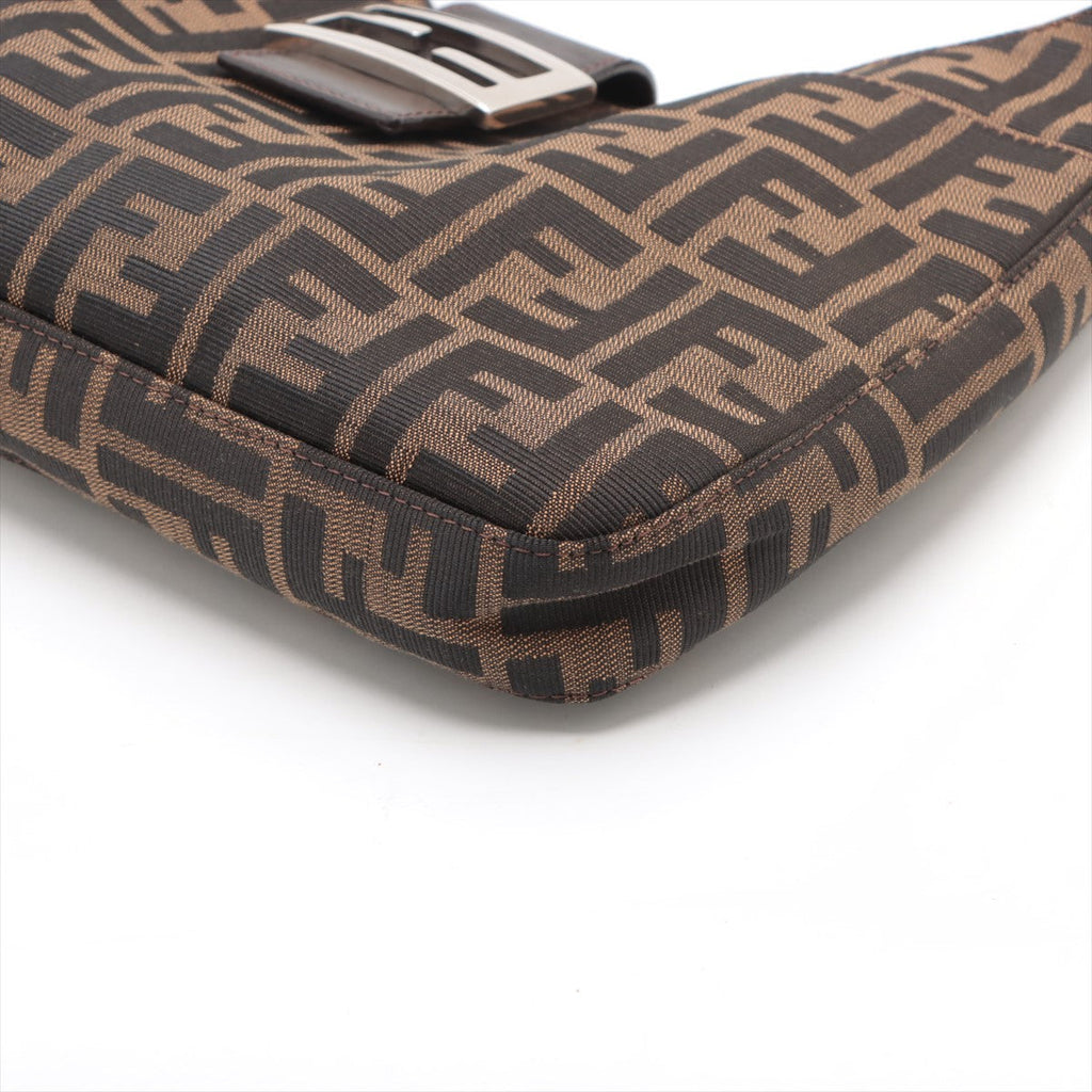 FENDI Zucca Shoulder Bag in Canvas Leather Brown