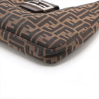 FENDI Zucca Shoulder Bag in Canvas Leather Brown