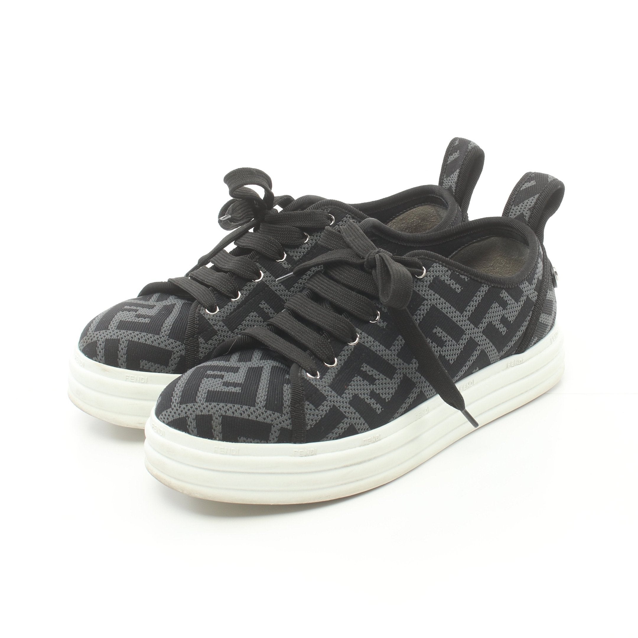 FENDI Zucca Sneakers Fabric Gray Black