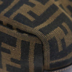 FENDI Zucca Canvas Vanity Hand Bag Brown Black gold89433
