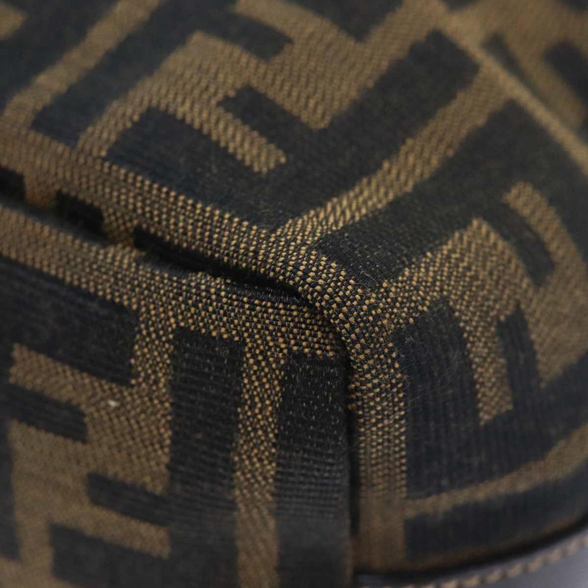 FENDI Zucca Canvas Vanity Hand Bag Brown Black gold89433