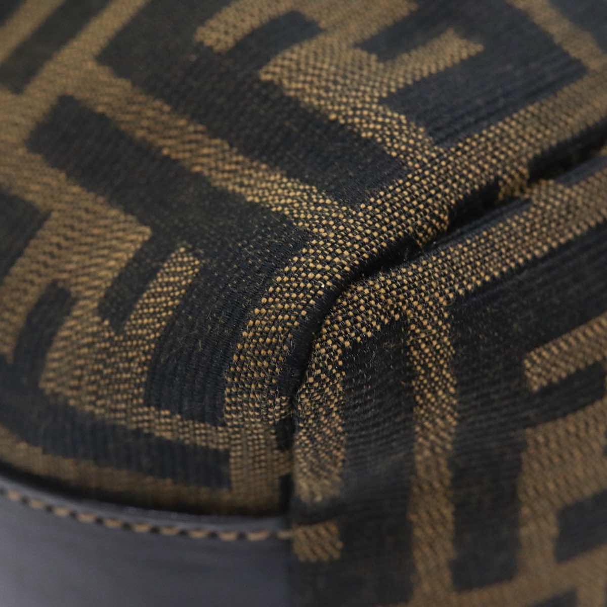 FENDI Zucca Canvas Vanity Hand Bag Brown Black gold89433