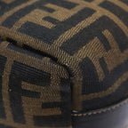 FENDI Zucca Canvas Vanity Hand Bag Brown Black gold89433