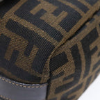 FENDI Zucca Canvas Vanity Hand Bag Brown Black gold89433