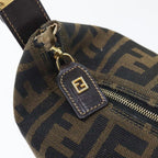 FENDI Zucca Canvas Vanity Hand Bag Brown Black gold89433