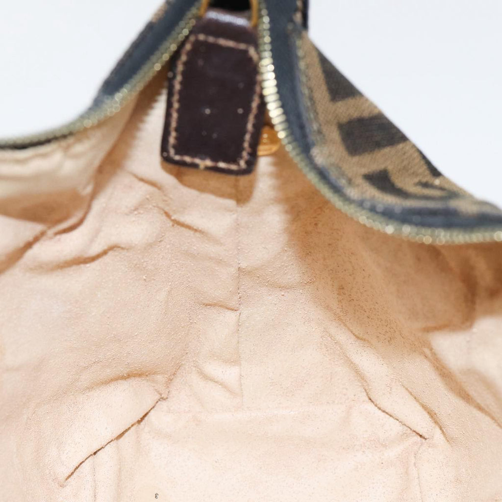 FENDI Zucca Canvas Vanity Hand Bag Brown Black gold89433