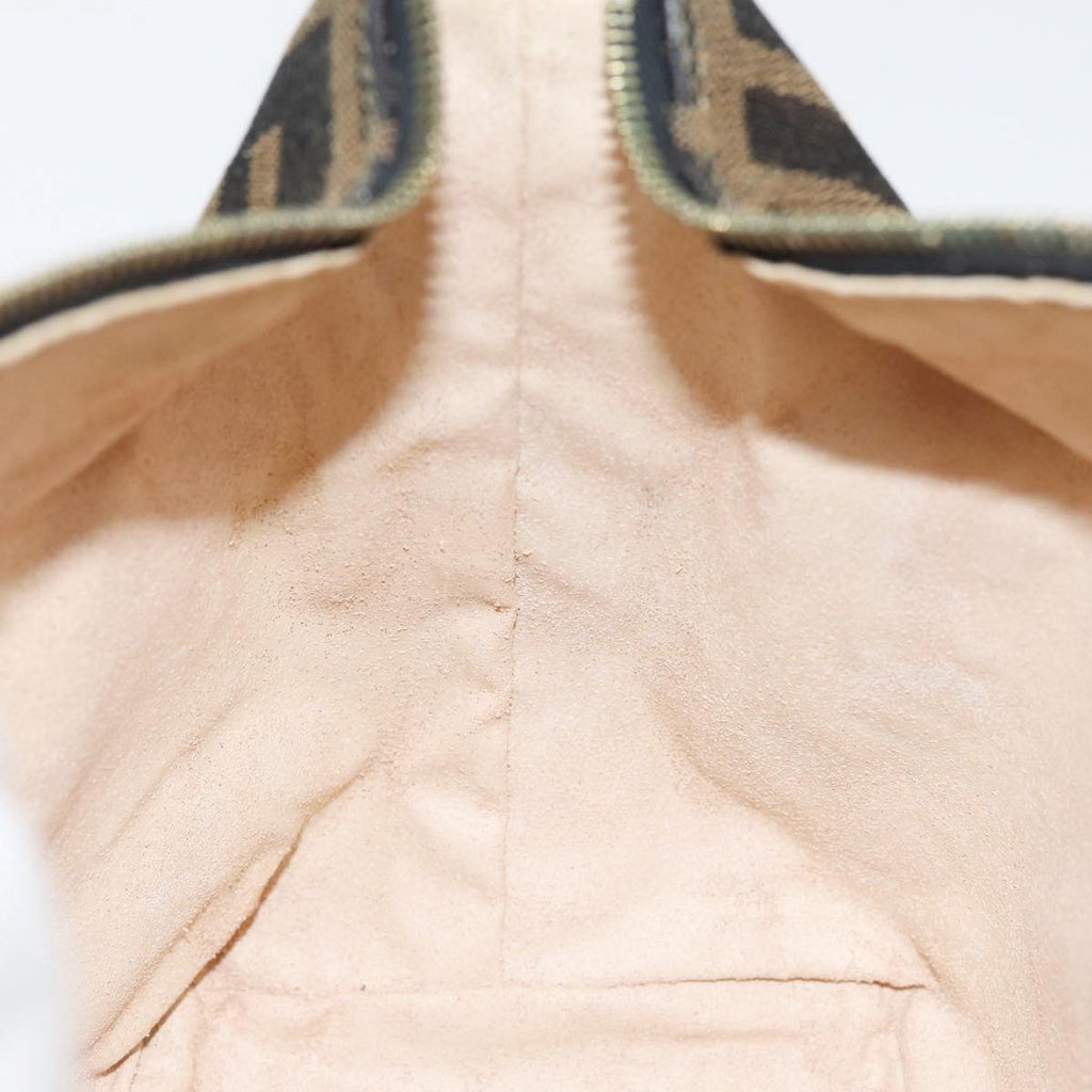 FENDI Zucca Canvas Vanity Hand Bag Brown Black gold89433