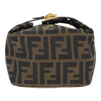 FENDI Zucca Canvas Vanity Hand Bag Brown Black gold89433