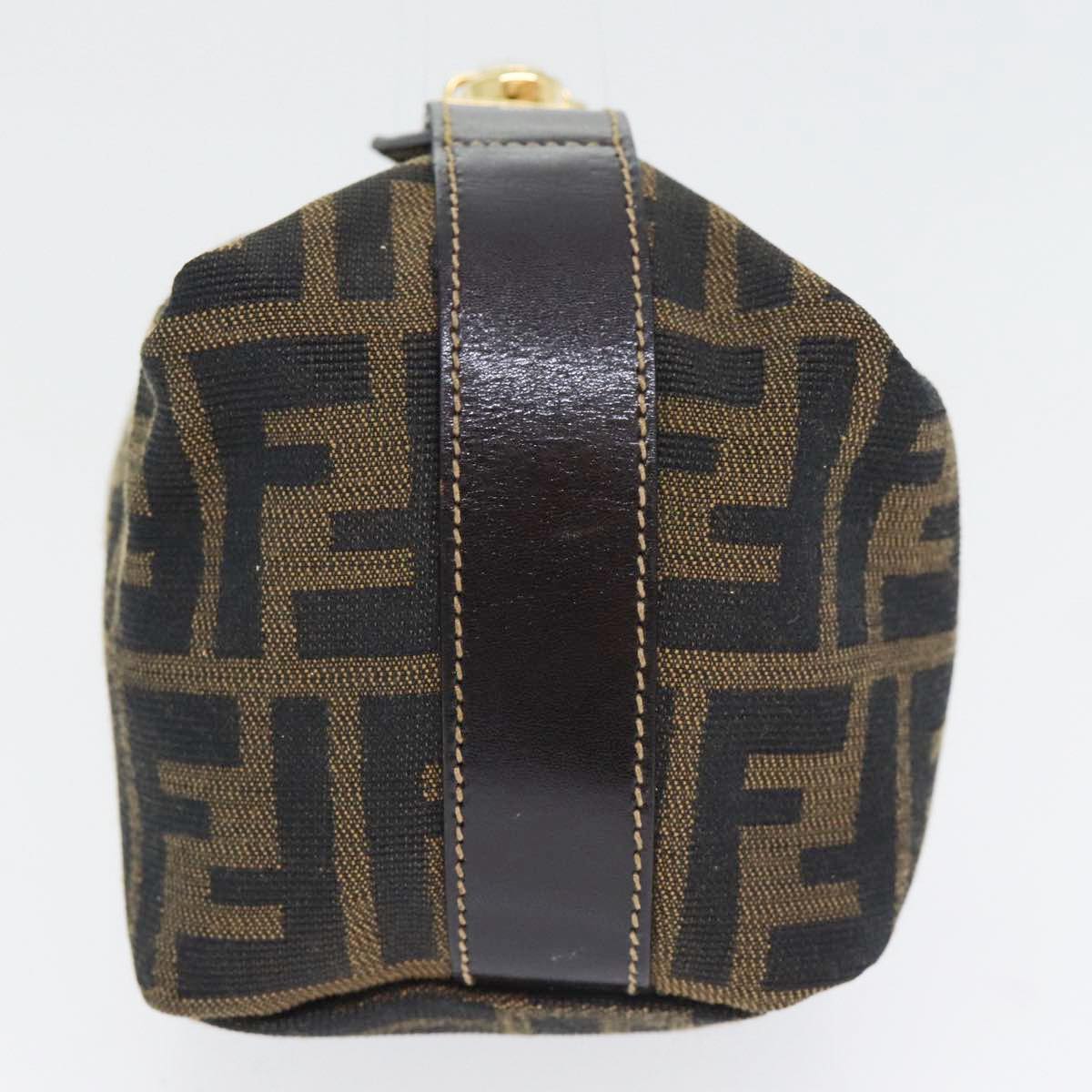 FENDI Zucca Canvas Vanity Hand Bag Brown Black gold89433