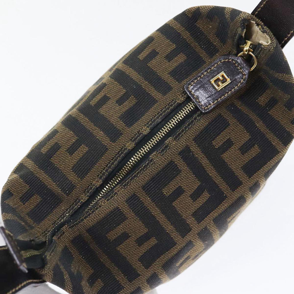 FENDI Zucca Canvas Vanity Hand Bag Brown Black gold89433
