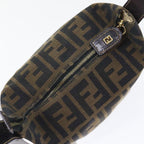 FENDI Zucca Canvas Vanity Hand Bag Brown Black gold89433