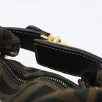 FENDI Zucca Canvas Vanity Hand Bag Brown Black gold89433