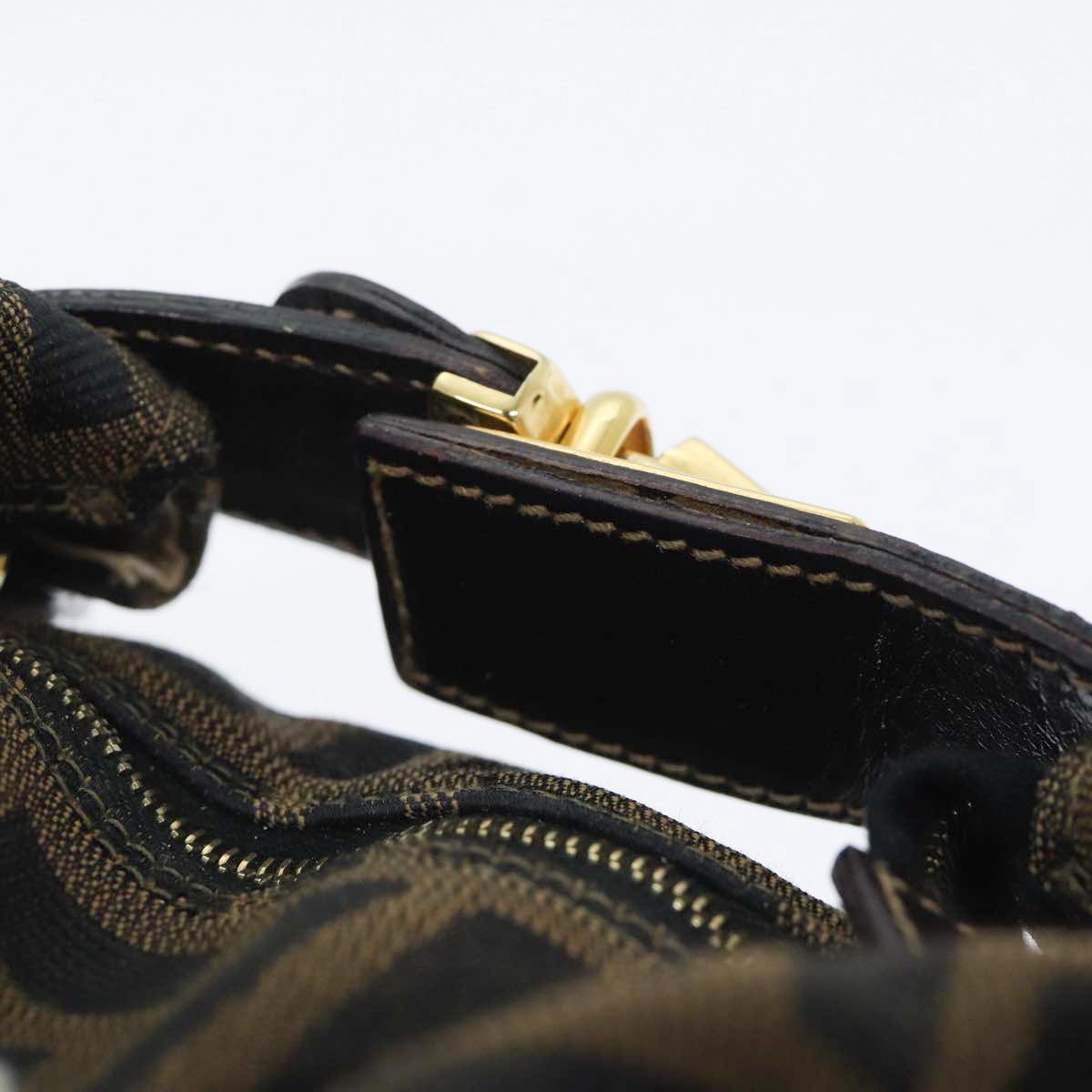 FENDI Zucca Canvas Vanity Hand Bag Brown Black gold89433