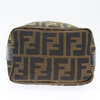 FENDI Zucca Canvas Vanity Hand Bag Brown Black gold89433