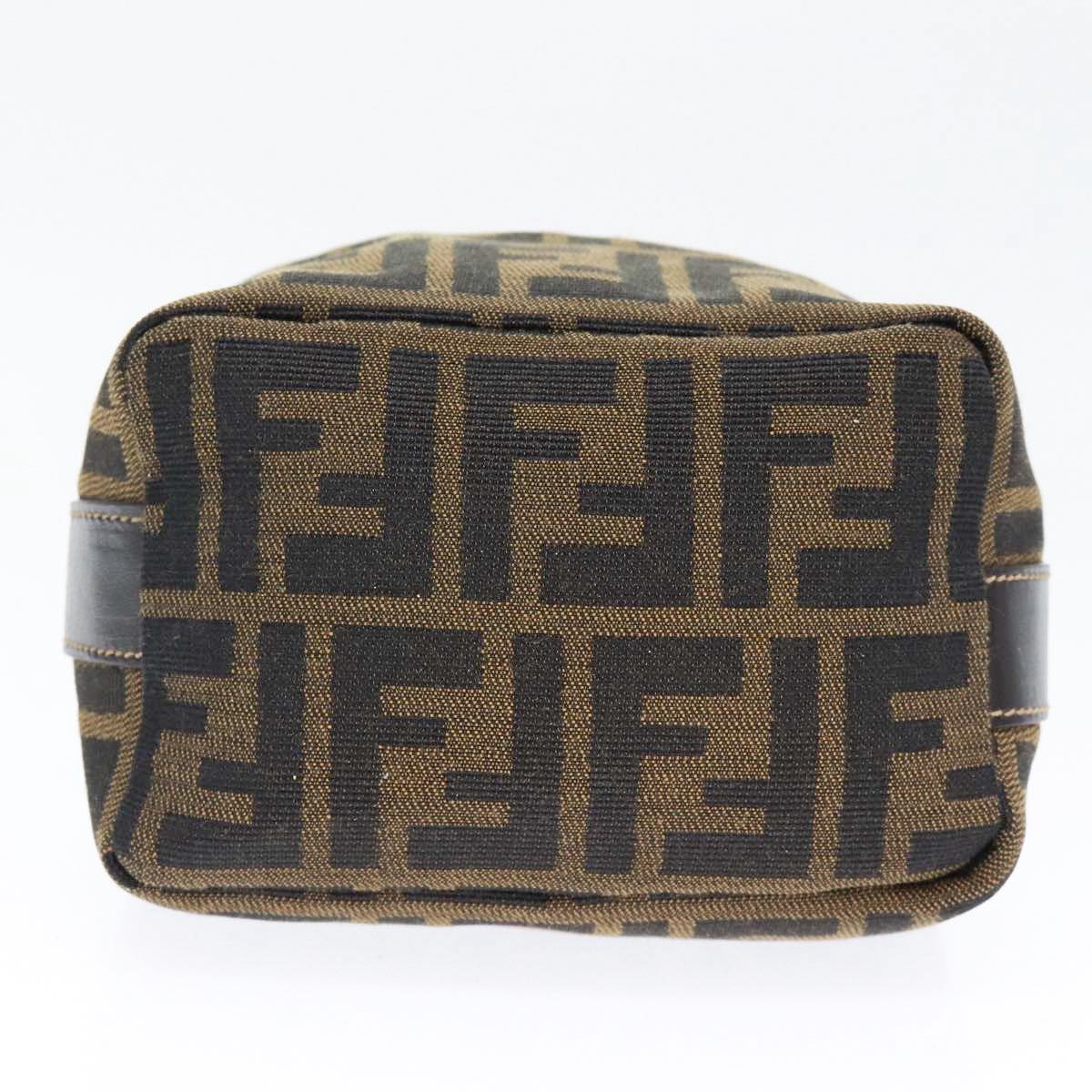 FENDI Zucca Canvas Vanity Hand Bag Brown Black gold89433