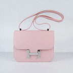 Hermes Constance Cowskin Leather Bag H017 pink silver