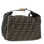 FENDI Zucca Canvas Vanity Hand Bag Brown Black gold89547