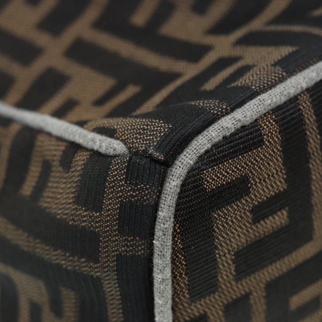 FENDI Zucca Canvas Vanity Hand Bag Brown Black gold89547