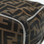 FENDI Zucca Canvas Vanity Hand Bag Brown Black gold89547