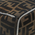 FENDI Zucca Canvas Vanity Hand Bag Brown Black gold89547