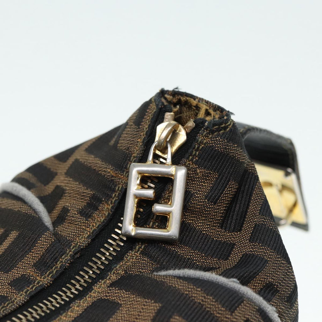 FENDI Zucca Canvas Vanity Hand Bag Brown Black gold89547