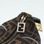 FENDI Zucca Canvas Vanity Hand Bag Brown Black gold89547