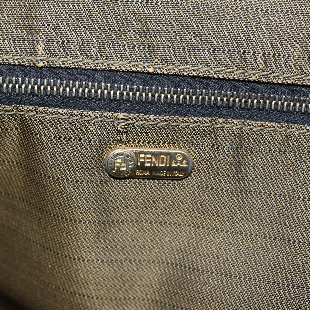 FENDI Zucca Canvas Vanity Hand Bag Brown Black gold89547
