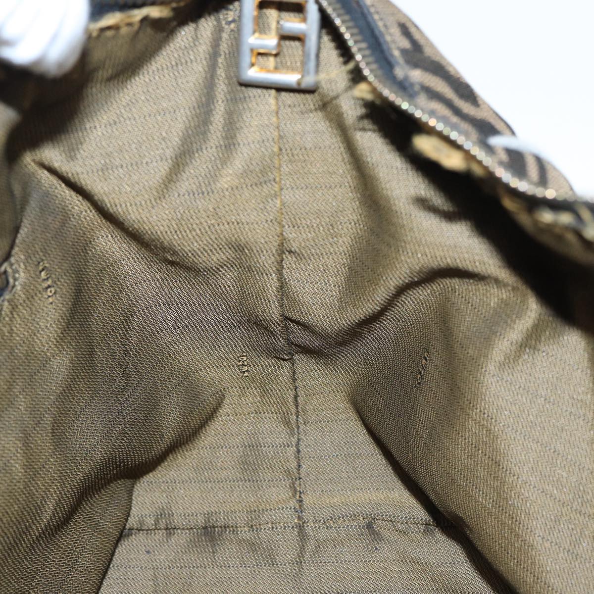 FENDI Zucca Canvas Vanity Hand Bag Brown Black gold89547