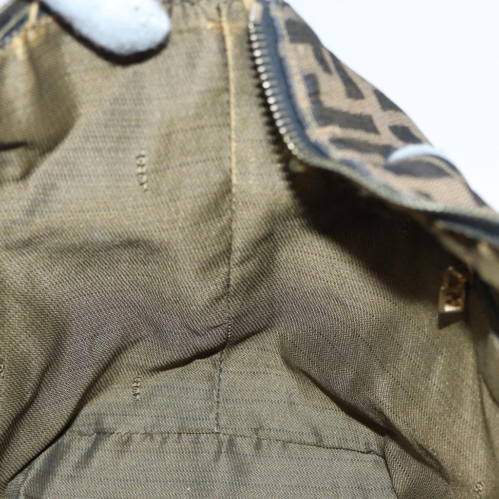 FENDI Zucca Canvas Vanity Hand Bag Brown Black gold89547