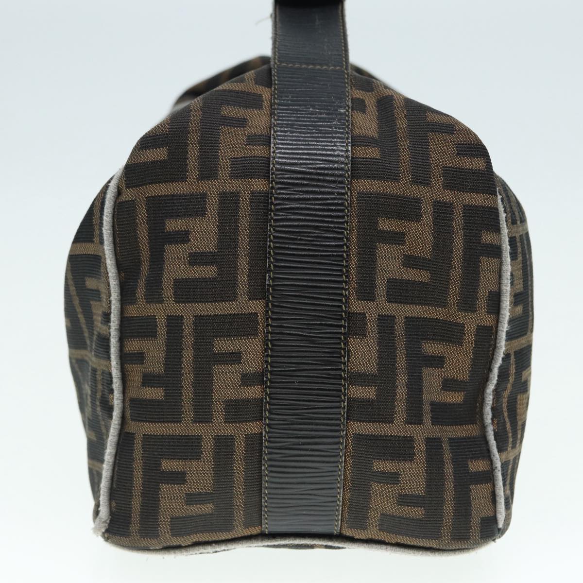 FENDI Zucca Canvas Vanity Hand Bag Brown Black gold89547