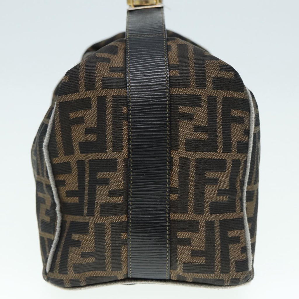 FENDI Zucca Canvas Vanity Hand Bag Brown Black gold89547