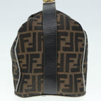 FENDI Zucca Canvas Vanity Hand Bag Brown Black gold89547