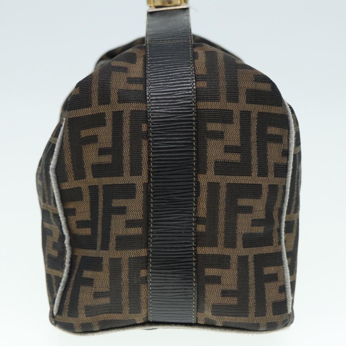 FENDI Zucca Canvas Vanity Hand Bag Brown Black gold89547