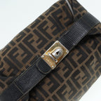 FENDI Zucca Canvas Vanity Hand Bag Brown Black gold89547