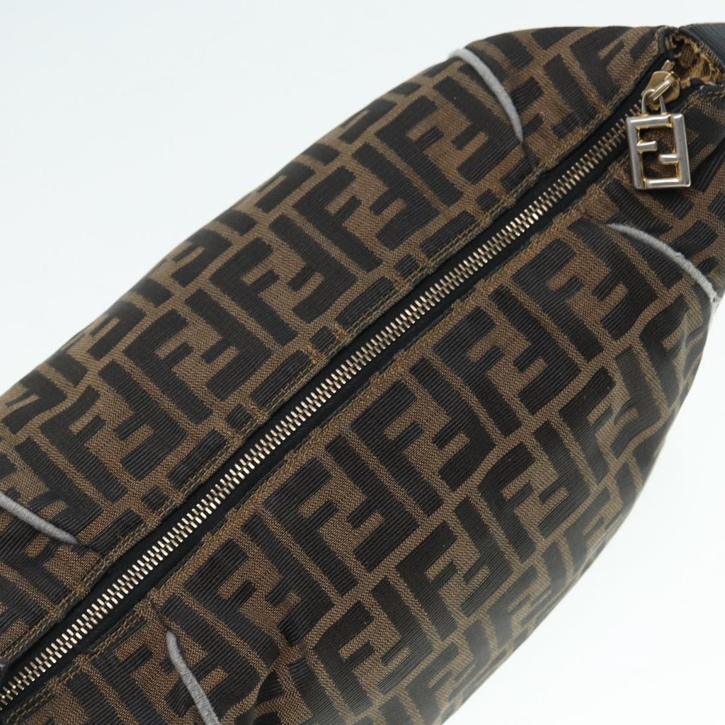 FENDI Zucca Canvas Vanity Hand Bag Brown Black gold89547