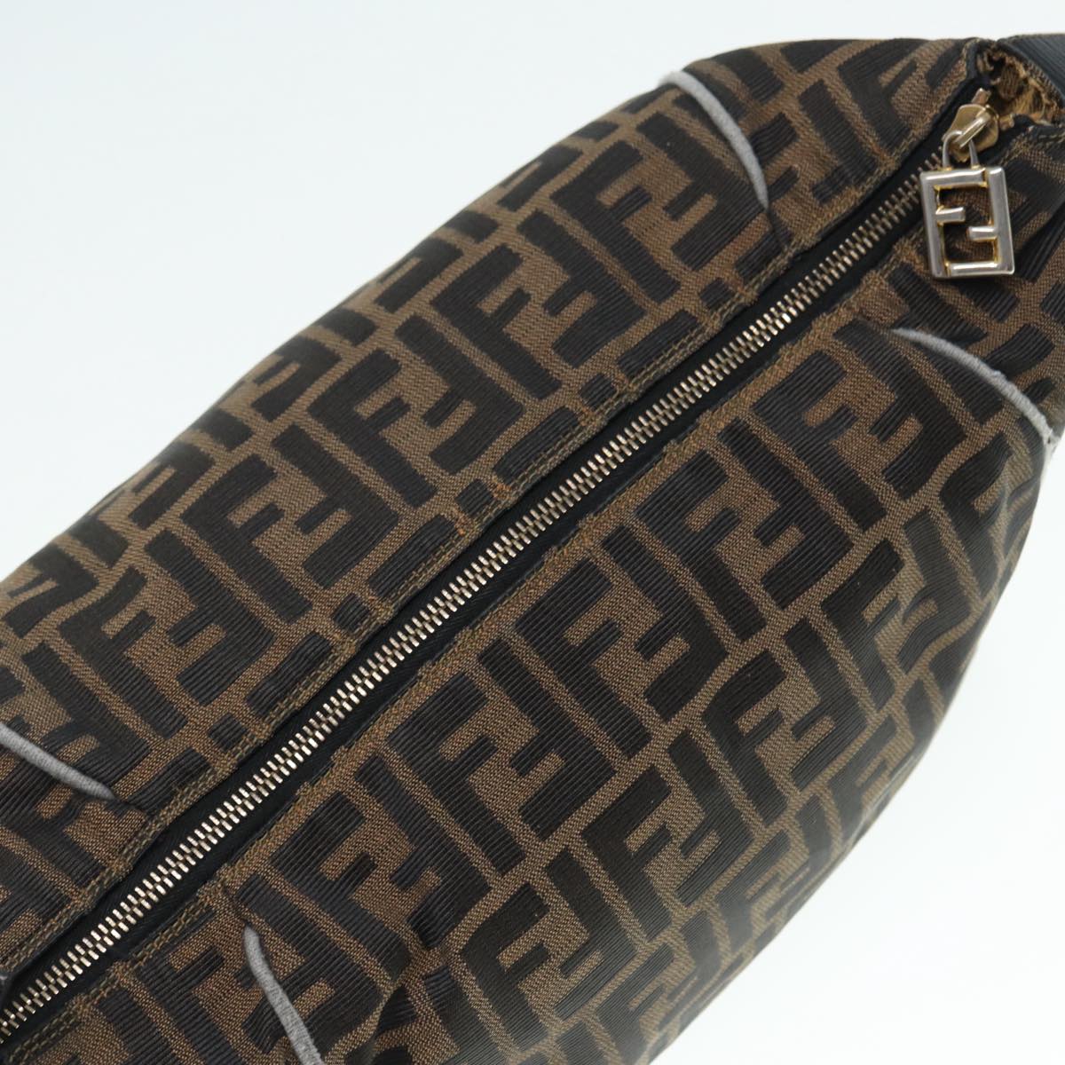 FENDI Zucca Canvas Vanity Hand Bag Brown Black gold89547