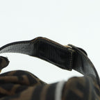 FENDI Zucca Canvas Vanity Hand Bag Brown Black gold89547