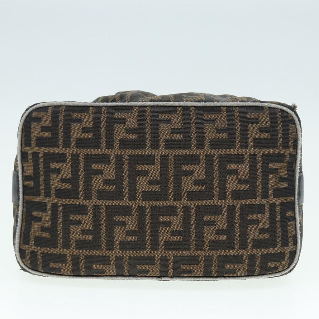 FENDI Zucca Canvas Vanity Hand Bag Brown Black gold89547