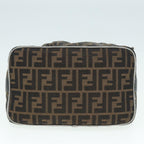 FENDI Zucca Canvas Vanity Hand Bag Brown Black gold89547